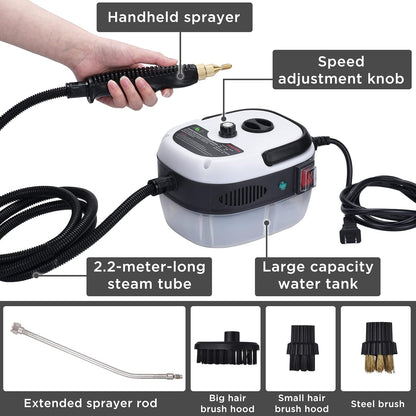 GLIV 2500W Handheld Steam Cleaner High Temperature Pressurized Steam Cleaning Machine Portable Car Steamer with Brush Heads