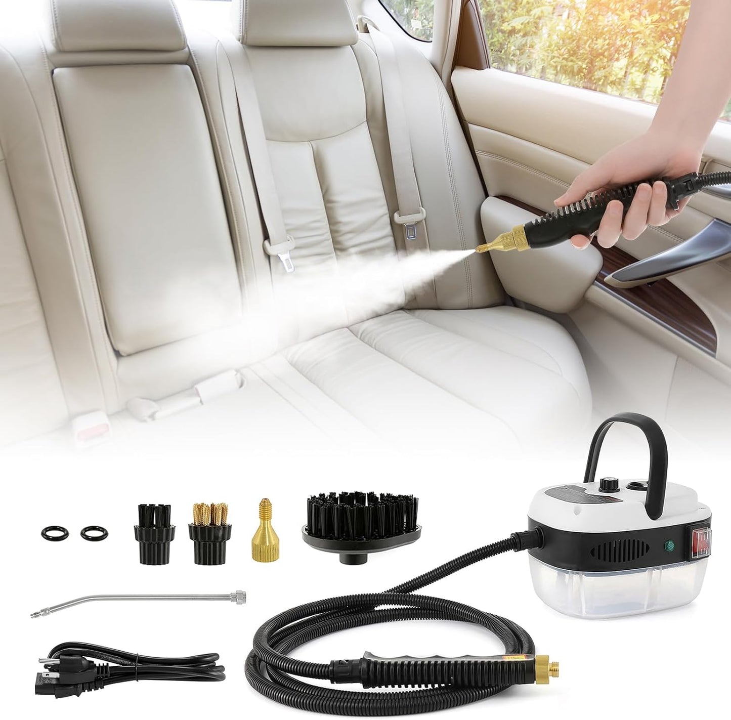 GLIV 2500W Handheld Steam Cleaner High Temperature Pressurized Steam Cleaning Machine Portable Car Steamer with Brush Heads